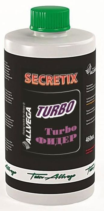 Ароматизатор жидкий для рыбалки ALLVEGA Secretix Turbo Feeder, турбо фидер, 460 мл0057662 Ароматизатор жидкий для рыбалки ALLVEGA Secretix Turbo Feeder, турбо фидер, 460 мл0057662Aроматизатор, обладающий густой консистенцией и клеящим свой-ством, добавляется в воду для заме-шивания прикормки (от 10 до 25% от используемого объема воды). Ароматизированная вода пропиты-вает каждую частичку прикормки и придаёт ей привлекательный за-пах (ванили, корицы, клубники, чер-вя и т. д.).Этот любимый рыболовами нежный фруктовый вкус всегда считался эффективной добавкой для ловли карпа.