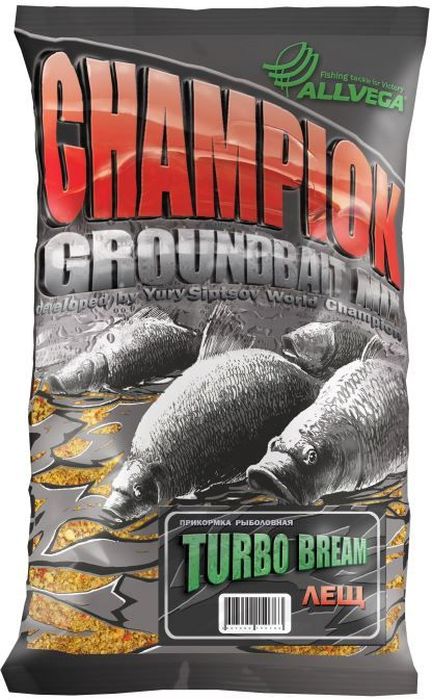 Прикормка ALLVEGA Champion Turbo Bream, турбо лещ, 1 кг0059185 Прикормка ALLVEGA Champion Turbo Bream, турбо лещ, 1 кг0059185CHAMPION - новая серия авторских прикормок от чемпиона мира в личном зачете Юрия Сипцова.Активная прикормка темно-желтого цвета среднего помола, разработанная для быстрого привлечения леща. Содержит множество молотых масличных культур, за счет чего собирает рыбу с больших расстояний.