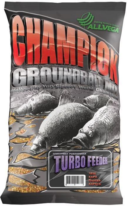 Прикормка Allvega Champion. Turbo Feeder, 1 кг0059186 Прикормка Allvega Champion. Turbo Feeder, 1 кг0059186Рассыпчатая, взрывная прикормка мелкого помола Allvega Champion. Turbo Feeder создает в воде облако мути. Основу этой прикормки составляет обжаренный бисквит, а также высококачественные масличные культуры. Она подходит для ловли всех видов рыб на водоемах различного типа. Может использоваться как самостоятельная прикормка, так и в качестве основы для приготовления специальных смесей с другими прикормками и компонентами.Товар сертифицирован.