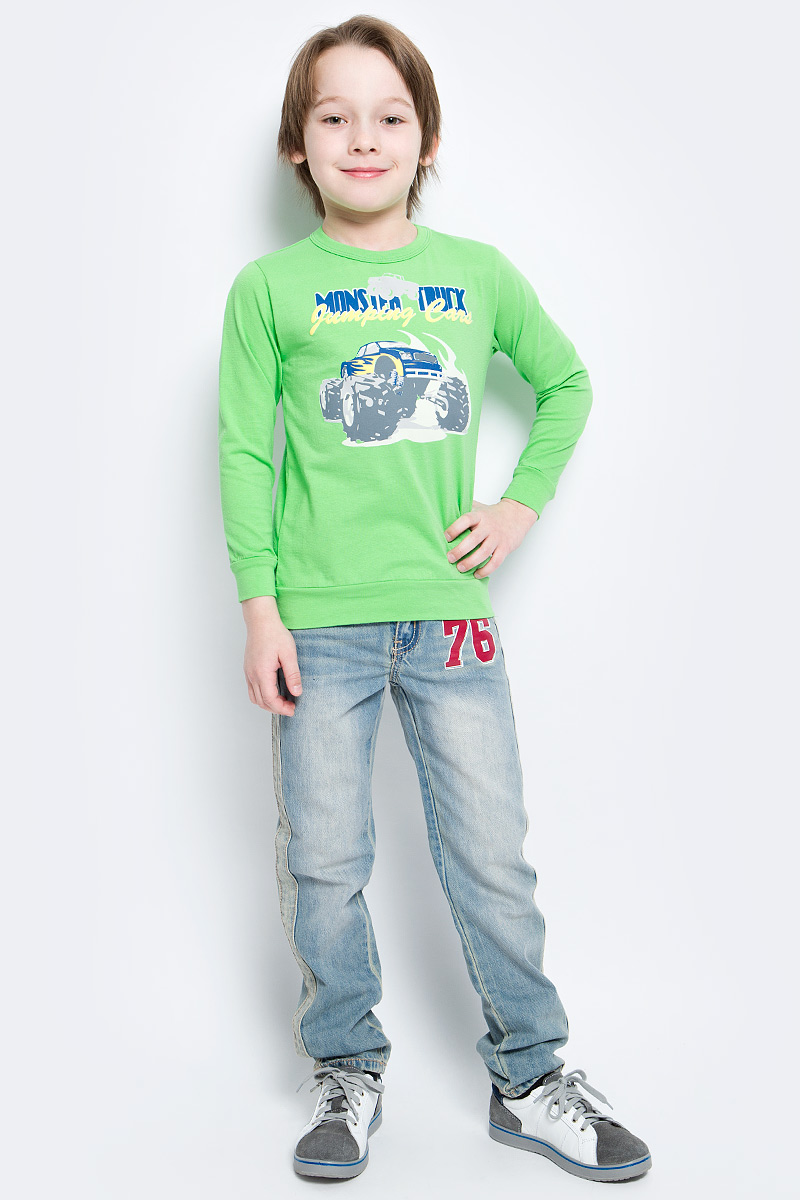 Свитшот для мальчика M&D, цвет: салатовый. SSF162K32-14. Размер 134SSF162K32-14 Свитшот для мальчика M&D, цвет: салатовый. SSF162K32-14. Размер 134SSF162K32-14Свитшот для мальчика M&D сделает образ ребенка ярким и оригинальным. Изделие выполнено из мягкого эластичного хлопка, тактильно приятное, не сковывает движения и хорошо пропускает воздух, обеспечивая комфорт. Свитшот с длинными рукавами имеет круглый вырез горловины, оформленный трикотажной резинкой. На рукавах предусмотрены манжеты. По низу модель дополнена трикотажной вставкой. Изделие украшено термоаппликацией в виде автомобиля и надписей.Современный дизайн и расцветка делают этот свитшот ярким и модным предметом детской одежды. Обладатель такого свитшота всегда будет в центре внимания!