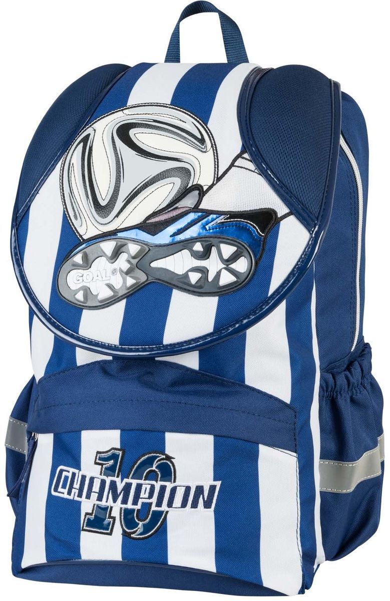 Target Collection Ранец школьный GOAL BLUE17870 Target Collection Ранец школьный GOAL BLUE17870Рюкзак молодежный бренда «Target Collection» имеет яркий рисунок и изготовлен из современных, прочных материалов. Техническими особенностями рюкзака (портфелей) «Target Collection» является система «Flexiball» (поясничная поддержка), которая оптимально адаптирована для ребенка. Система «Flexiball» является новшеством в промышленности, она правильно распределяет вес мешка, автоматически подстраивается под ребенка и поэтому обеспечивает идеальное положение для поясничной поддержки. Во время прогулки, система «Flexiball» движется вместе с ребенком, за счет гибкого материала уменьшает нагрузку при ходьбе. Портфель имеет форму куба, пригодную для учащихся начальных классов. Плечевые лямки можно отрегулировать для каждого ребенка индивидуально, поэтому получается что он «растет» вместе с ребенком. Лямки содержат вентиляционные отверстия и тем самым имеют возможность дышать. Они дополнительно оснащены ЭКО-пеной, которая делает ношение портфеля более комфортным для ребёнка. Рюкзак содержит 2 больших отделения, закрывающегося на молнию. На лицевой стороне рюкзака расположен большой накладной карман на молнии, а по бокам рюкзака два кармана на резинке. Светоотражающий материал присутствует на передней, боковой и задней части рюкзака, что позволяет сделать вашего ребенка более заметным, а так же обезопасить его не только днем, но и ночью. При создании данной модели используются улучшенные материалы (3D), которые имеют свойство «дышать». Благодаря этим материалам воздух циркулирует, и следовательно, спина ребёнка не будет потеть. Дополнительно, имеется грудное крепление-стяжка для фиксации на плечах и поясничное крепление для фиксации на поясе ребенка, они установлены так, чтобы порфель самыми оптимальным образом сидел на на теле ребенка. Правильно используя ремни, вес портфеля распределяется следующим образом: 50% на бедра и 50% на поясничную часть, что ощутимо позволяет уменьшить нагрузку и усилия при ходьбе. Мягкая ручка в верхней части позволяет сделать ношение в руке более удобным и комфортным. Дно портфеля изготовлено из качественного и прочного материала.Порфель предназначен для детей ростом от 110 см: размер M - для детей ростом между 110 и 125 см;размер L подходит для детей ростом между 125 и 140 см;размер XL - для детей выше 140 см.
