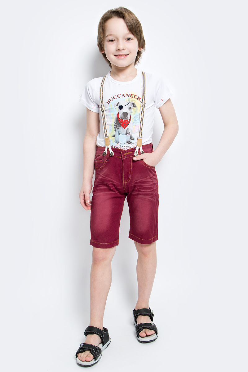 Шорты для мальчика Nota Bene, цвет: бордовый. SS161B419-7. Размер 116SS161B419-7 Шорты для мальчика Nota Bene, цвет: бордовый. SS161B419-7. Размер 116SS161B419-7Удобные шорты для мальчика Nota Bene идеально подойдут вашему маленькому моднику. Изготовленные из эластичного хлопка, они не сковывают движения, сохраняют тепло и позволяют коже дышать, обеспечивая наибольший комфорт.Шорты застегиваются на пуговицу в поясе, также имеются шлевки для ремня и ширинка на застежке-молнии. Объем пояса регулируется изнутри при помощи эластичной резинки с пуговицами. Спереди модель дополнена двумя втачными карманами и накладным кармашком, а сзади - двумя накладными карманами. Оформлено изделие перманентными складками и легким эффектом потертости. В комплект входят стильные съемные подтяжки, фиксирующиеся при помощи пуговиц. Практичные и стильные шорты идеально подойдут вашему малышу, а модная расцветка и высококачественный материал позволят ему комфортно чувствовать себя в течение дня и всегда оставаться в центре внимания!