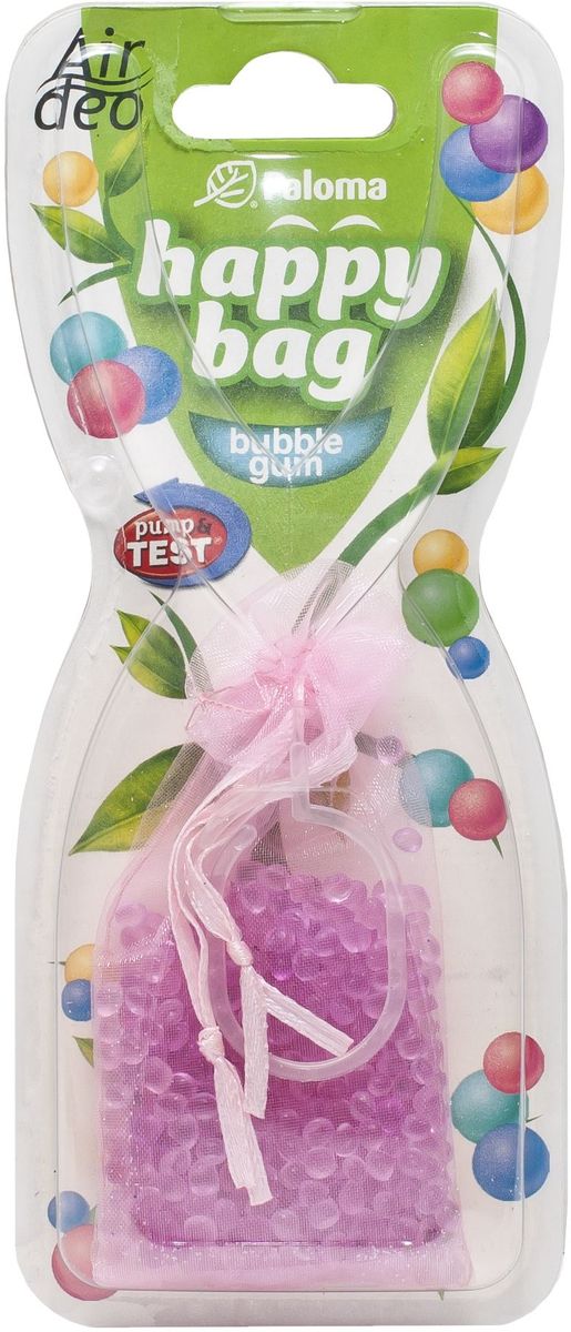 Ароматизатор автомобильный Paloma Happy Bag. Bubble Gum210911 Ароматизатор автомобильный Paloma Happy Bag. Bubble Gum210911Подвесной ароматизатор Paloma Happy Bag. Bubble Gum наполнит салон вашего автомобиля приятным ароматом жевательной резинки, нейтрализуя неприятные запахи, застоявшиеся в салоне. Например, от еды, обуви и сигарет. Тонкий аромат будет сопровождать вас на протяжение всего использования. Универсальный и в то же время изящный дизайн ароматизатора будет гармонично сочетаться с интерьером любого автомобиля, доставляя эстетическое удовольствие.