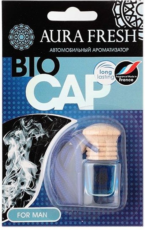 Ароматизатор автомобильный Aura Fresh Bio Cap. For ManAUR-BC-00010 Ароматизатор автомобильный Aura Fresh Bio Cap. For ManAUR-BC-00010Ароматизатор автомобильный Aura Fresh крепится с помощью компактной веревки на фронтальное обзорное зеркало автомобиля или любое другое удобное место. Миниатюрная емкость заполнена легким ароматом, окутывающим пространство внутри салона. Водителю больше не понадобится все время открывать окна для проветривания. Диффузор поддерживает ощущение чистоты и свежести. Ароматическая композиция раскрывается постепенно и ненавязчиво и обеспечивает нежный запах, который сохраняется максимально долго.