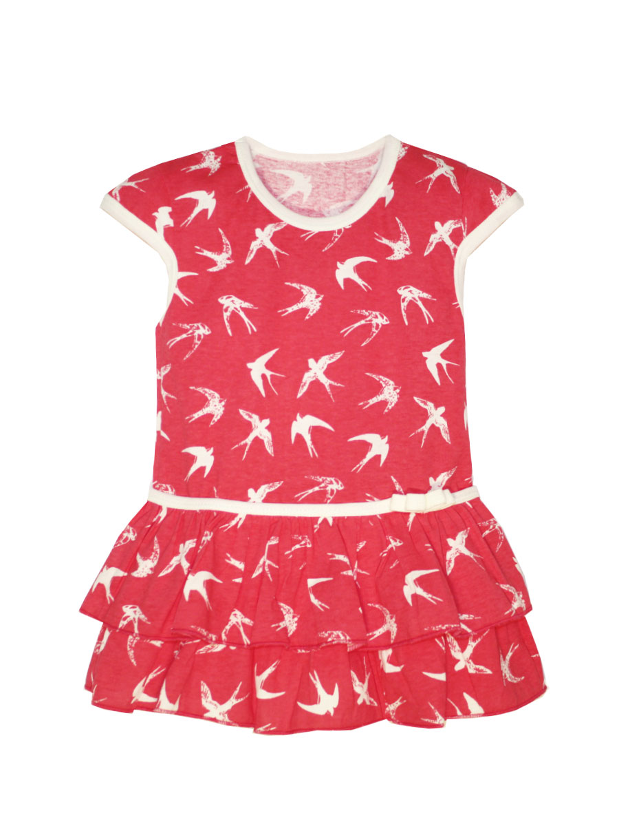 Платье для девочки КотМарКот, цвет: красный, молочный. 21505. Размер 122