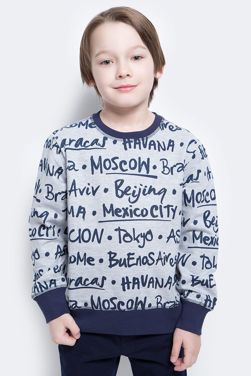 Свитшот для мальчика Sela, цвет: серый меланж. St-813/165-7112. Размер 146, 11 лет