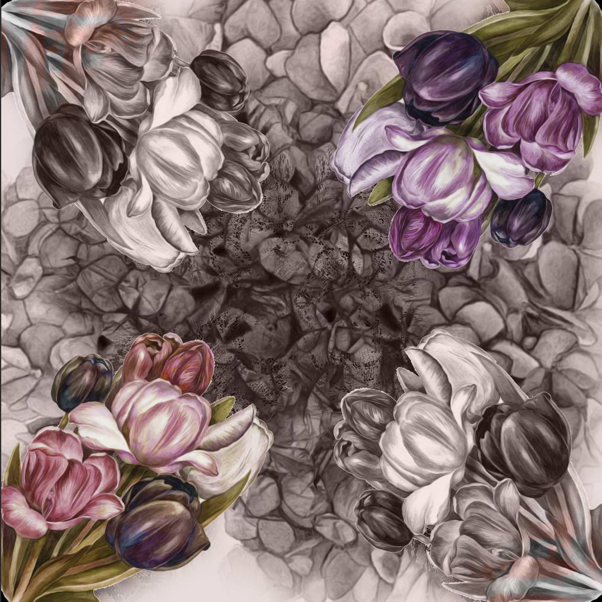Платок Venera, цвет: серый, фиолетовый, оливковый. 3902627-12. Размер 90 см х 90 см