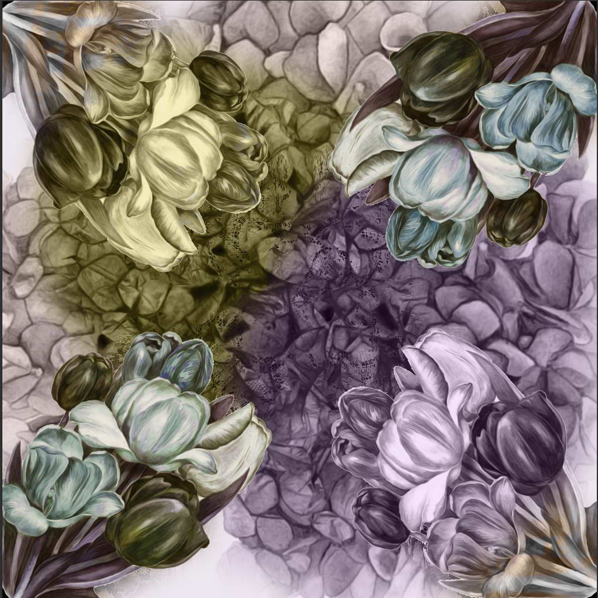 Платок Venera, цвет: сиреневый, оливковый, серый. 3902627-14. Размер 90 см х 90 см