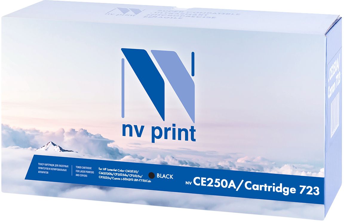 NV Print CE250A/723, Black тонер-картридж для НР LaserJet Color CM3530/CM3530fs/CP3525dn/CP3525n/CP3525x/Canon i-SENSYS LBP-7750CdnNV-CE250A/723Bk NV Print CE250A/723, Black тонер-картридж для НР LaserJet Color CM3530/CM3530fs/CP3525dn/CP3525n/CP3525x/Canon i-SENSYS LBP-7750CdnNV-CE250A/723BkКартридж лазерный совместимый Canon/HP, производитель NV Print, модель NV-CE250A/Canon 723 Black для НР LaserJet Color CM3530/CM3530fs/CP3525dn/CP3525n/CP3525x/Canon i-SENSYS LBP-7750Cdn, ресурс 5000 копий.