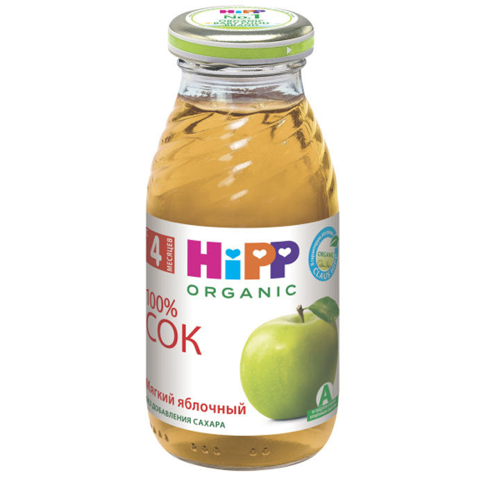 Hipp Сок мягкий яблочный, с 4 месяцев, 200 г9062300102724 Hipp Сок мягкий яблочный, с 4 месяцев, 200 г9062300102724Яблоко содержит огромное количество полезных веществ, прежде всего витамин С и пектины. Усиливает кроветворение, очищает организм от токсинов, регулирует углеводный обмен, восстанавливает кишечную флору. Введение соков в детский рацион рекомендуется начинать именно с яблочного сока. Рекомендуется детям с 4 месяцев, начиная с минимальной дозы после одного из утренних кормлений, постепенно увеличивая в течение 5-7 дней до 20-30 мл.
