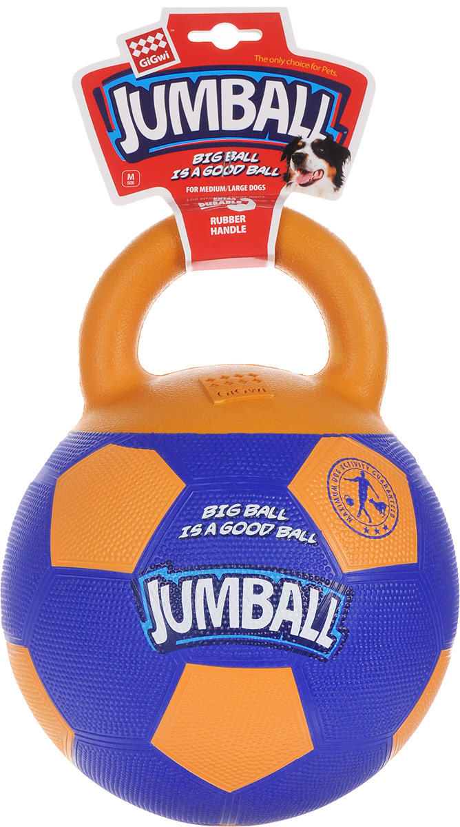 Игрушка для собак GiGwi Джамболл, 20 см х 26 см х 20 см. 7536775367 Игрушка для собак GiGwi Джамболл, 20 см х 26 см х 20 см. 7536775367Игрушка для собак GiGwi Джамболл выполнена из прочной резины в виде мяча с ручкой. Игрушка Джамболл для средних и больших собак. Ручка сделана из пористой резины, что не позволяет собаке прокусывать мяч, дизайн ручки также помогает собаке легко подобрать мяч. Материал теннисный, неабразивный ( не стирает зубы) и нетоксичный.