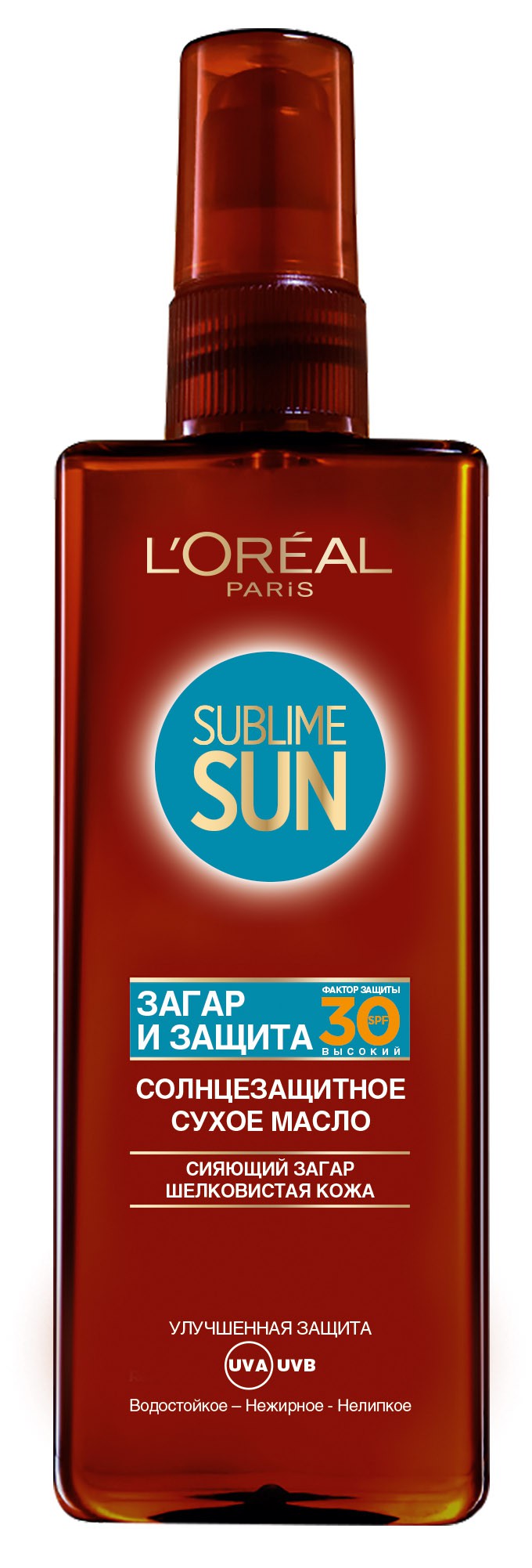 LOreal Paris Sublime Sun Сухое масло Загар и Защита, солнцезащитное, SPF 30, 150 млA6998014 LOreal Paris Sublime Sun Сухое масло Загар и Защита, солнцезащитное, SPF 30, 150 млA6998014Солнцезащитное масло для тела Сублим Сан, Загар и Защитасо степенью защиты SPF 30 подарит Вам– роскошный ровный загар без ущерба для здоровья и красоты Вашей кожи. Система фильтров Mexoryl XLзащищает кожу от негативного воздействия солнца на кожу. Сухое масло одновременно ухаживает и питает кожу. Сухая текстура масла питает кожу . Совершенный загар: бархатная кожа, золотистый ровный загар.