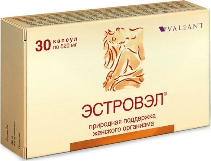 Эстровэл, 30 капсулы х 520 мг30698 Эстровэл, 30 капсулы х 520 мг30698Эстровэл - природная поддержка женского организма, используется для облегчения симптомов климакса, оказывает положительное воздействие на вегетативную нервную систему, устраняя приступы приливов, потливости, сердцебиения и головокружения, смягчает симптомы, связанные с дисбалансом гормонов. Изофлавоны сои называют фитоэстрогенами. Это вещества растительного происхождения, по биологическому действию близкие к эстрогену, обладающие эстрогеноподобным действием при недостатке собственных гормонов, и компенсирующие негативные эффекты эстрогена при его избытке. Применение изофлавонов способствует снижению частоты приливов, потливости, головных болей, и других симптомов, наблюдающихся в климактерическом периоде. Также изофлавоны помогают регулировать гормональный дисбаланс при предменструальном синдроме (ПМС), стимулируют процессы обновления костной ткани, способствуют ее укреплению и восстановлению. Изофлавоны обладают антиоксидантными, противовоспалительными, жаропонижающими свойствами, а также подавляют образование тромбина и агрегацию тромбоцитов, тем самым, способствуя профилактике сердечно- сосудистых заболеваний. Экстракт дикого ямса содержит вещества - предшественники прогестерона и некоторых других гормонов. Диоскорея нормализует состояние, вызванное дисбалансом гормонов при ПМС и в климактерическом периоде. Дикий ямс препятствует развитию атеросклероза, оказывает спазмолитическое действие и обладает вазодилатирующим эффектом. Индол-3-карбинол в эксперименте подавляет вирусы Herpes simplex и вирус папилломы человека, способствует нормализации метаболизма эстрогенов, блокирует пути стимуляции патологической пролиферации (гиперпластические процессы в эндометрии, миома матки, эндометриоз). Применение индол-3-карбинола способствует нормализации гормонального баланса и снижению риска возникновения опухолей. Витамин К играет важную роль в формировании и восстановлении костей, обеспечивая синтез остеокальцина – белка костной ткани, тем самым способствует предупреждению остеопороза у женщин, находящихся в менопаузе.Фруктоборат кальция - это новая патентованная форма органического бора, идентичная натуральной, содержащейся в овощах и фруктах. Принципиальная новизна этого соединения состоит в уникальной безопасной форме, высвобождающей бор по мере необходимости постепенно. Отмечено, что в тех странах, население которых потребляет достаточное количество фруктобората кальция с пищей, плотность минерализации костной ткани гораздо выше, а случаи постменопаузального остеопороза наблюдаются реже. Кроме того бор способствует усилению действия фитоэстрогенов.Витамин Е является эталоном антиоксидантов, он способствует восстановлению репродуктивной функции, устраняет нарушения менструального цикла. Применение витамина Е помогает устранить симптомы вагинальной сухости, улучшает состояние кожи, ногтей, волос.Витамин В6 повышает устойчивость к стрессам, способствует профилактике сердечно-сосудистых заболеваний и остеопороза. Он также облегчает предменструальные симптомы за счет снижения отечности, вызванной задержкой воды в организме. Способствует синтезу эндорфинов - естественных стимуляторов настроения и эмоций, оказывая тем самым благоприятное воздействие на симптомы климактерического периода и ПМС.Витамин В9 (Фолиевая кислота) - жизненно важный витамин необходим для развития кроветворной и иммунной системы. Фолиевая кислота обладает эстрогеноподобным действием, замедляя наступление климакса и ослабляя его симптомы.L-5-Гидрокситриптофан является предшественником серотонина. Совместно с витамином В6 он увеличивает синтез эндорфинов, отвечающих за снижение восприятия боли.Трава витекс священный имеет множество различных наименований. Нередко ее называют витексом или прутняком обыкновенным, а также Авраамовым деревом. Данное растение относится к древовидным кустарникам семейства Яснотковые. Благодаря своей гормоноподобной активности, препараты на основе этого растения в традиционной медицине прописывают пациенткам с различными гинекологическими проблемами, а именно: при предменструальном синдроме, который сопровождается отечностью, скудностью менструаций или их полном отсутствии, а также при ановуляторных циклах, болях в груди, бесплодии и различных нарушениях после использования противозачаточных средств.Товар не является лекарственным средством. Товар не рекомендован для лиц младше 18 лет. Могут быть противопоказания и следует предварительно проконсультироваться со специалистом. Товар сертифицирован.