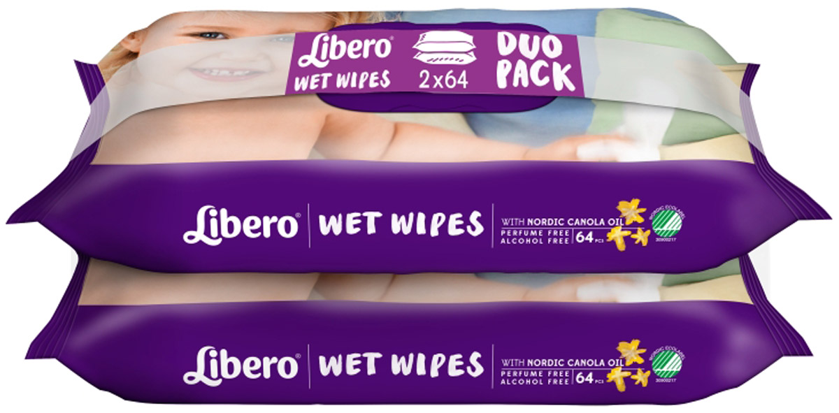 Libero Влажные салфетки Wet Wipes Экономичная упаковка 128 шт