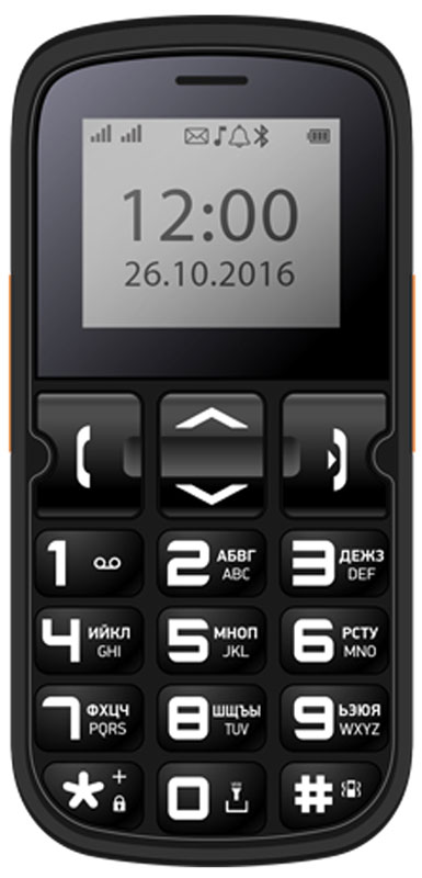 Vertex C306, BlackC306-BL Vertex C306, BlackC306-BLМобильный телефон Vertex С306 - простой и удобный в использовании телефон на каждый день. Крупные кнопки и простое управление - все для удобства использования. Идеален для людей с пониженным зрением и пожилых людей.Функция быстрого набора номера для быстрой связи с близкими. Отдельная клавиша SOS на задней панели телефона предусмотрена для экстренных случаев.Встроенный фонарик послужит хорошим помощником в темноте.Простая навигация, громкий динамик, удобная форма модели и стандартный размер - все, что нужно для комфортного использования.Одновременная работа двух SIM-карт позволяет просто и удобно быть на связи сразу по двум номерам. Оставайтесь всегда на связи с родными и близкими!Телефон сертифицирован EAC и имеет русифицированную клавиатуру, меню и Руководство пользователя.