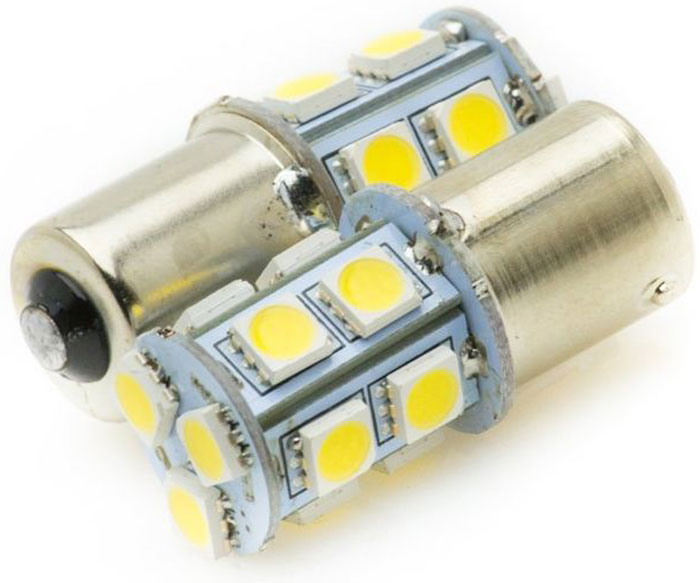 Автолампа светодиодная Jpower, 2 шт. 1156-13SMD-50501156-13SMD-5050 Автолампа светодиодная Jpower, 2 шт. 1156-13SMD-50501156-13SMD-5050Надежная 1-контактная светодиодная лампа в блистере с 13 яркими светодиодами. Свет белый 5000К. В упаковке 2 шт.