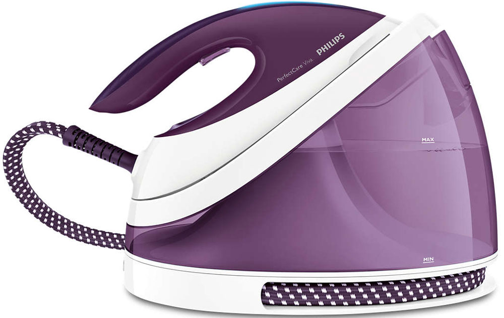 Philips PerfectCare Viva GC7051/30 парогенератор с OptimalTempGC7051/30 Philips PerfectCare Viva GC7051/30 парогенератор с OptimalTempGC7051/30Парогенератор Philips ускоряет и упрощает процесс глажения. Благодаря революционной технологии OptimalTEMP больше нет необходимости регулировать температуру глажения.Технология OptimalTempС технологией OptimalTEMP вам больше не придется тратить время на настройку температуры, ожидание нагрева или остывания утюга и сортировку одежды. Благодаря идеальному сочетанию температуры и мощной постоянной подачи пара можно гладить любые ткани (допускающие глажение) — от джинсовых до шелковых — без риска прожечь ткань. Кроме того, нагретую подошву можно оставлять на хлопковом покрытии гладильной доски, не опасаясь повреждений. Это помогает снять напряжение с запястий, так как нет необходимости часто снимать утюг с подставки и возвращать его обратно. Быстрое глажение и постоянная мощная подача пара:Мощная подача пара для превосходного разглаживания складокВстроенная система очистки обеспечивает долгий срок службыЛучшая подошва от Philips с великолепным скольжением и устойчивостью к царапинамЭкономия энергии в режиме ECOКомпактность:Малый вес и компактный размер для удобства храненияБольшой резервуар позволяет дольше использовать прибор без перерываАвтоматическое отключение в целях безопасности и энергосбережения