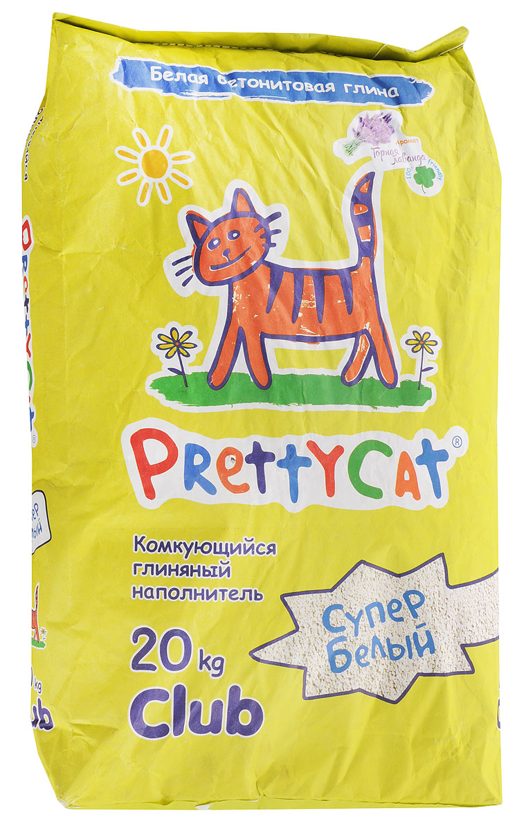 Наполнитель для кошачьих туалетов PrettyCat Супер белый, комкующийся, с ароматом лаванды, 20 кг620437 Наполнитель для кошачьих туалетов PrettyCat Супер белый, комкующийся, с ароматом лаванды, 20 кг620437Наполнитель для кошачьих туалетов PrettyCat Супер белый - это 100% натуральный комкующийся наполнитель. Изготовлен из белой бентонитовой глины лучшего европейского качества. Впитывает до 400% влаги, прекрасно комкуется в идеально ровные шарики. Благодаря способности моментально образовывать крепкие комки, он обеспечит необходимую гигиену в кошачьем туалете, а также значительно упростит процесс уборки. Наполнитель изготовлен из экологически чистого материала, поэтому будет напоминать вашему питомцу о естественной среде обитания, а вам не доставит лишних хлопот по уходу за своим любимцем. Приятный аромат лаванды создаст дополнительное ощущение свежести при использовании.Состав: белая бентонитовая глина.Вес: 20 кг.Товар сертифицирован.