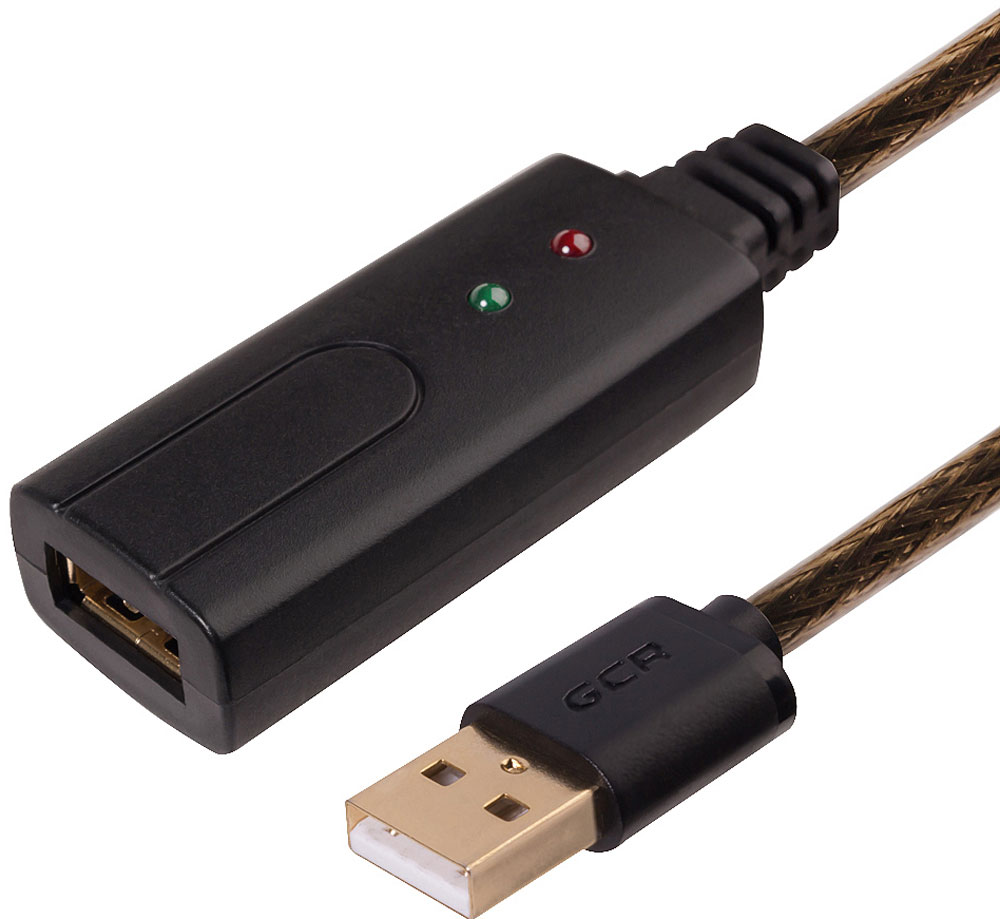 Greenconnect Russia GCR-UEC3M2-BD2S, Transparent Black удлинитель активный USB 2.0 (7,5 м)