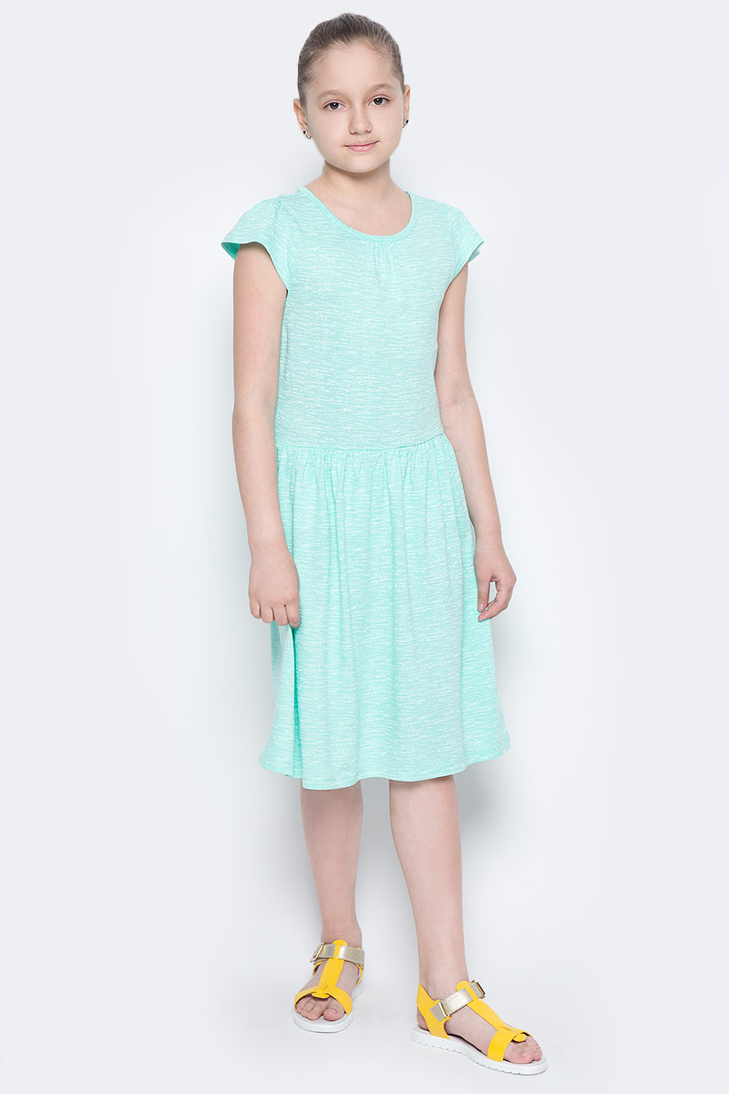 Платье для девочки Sela, цвет: ментоловый. Dks-617/853-7224. Размер 122, 7 летDks-617/853-7224 Платье для девочки Sela, цвет: ментоловый. Dks-617/853-7224. Размер 122, 7 летDks-617/853-7224Лаконичное платье для девочки Sela выполнено из натурального хлопка. Модель приталенного кроя с расклешенной юбкой и короткими рукавами-крылышками подойдет для прогулок и дружеских встреч и станет отличным дополнением гардероба маленькой модницы. Вырез горловины дополнен мягкой эластичной бейкой. Мягкая ткань комфортна и приятна на ощупь.