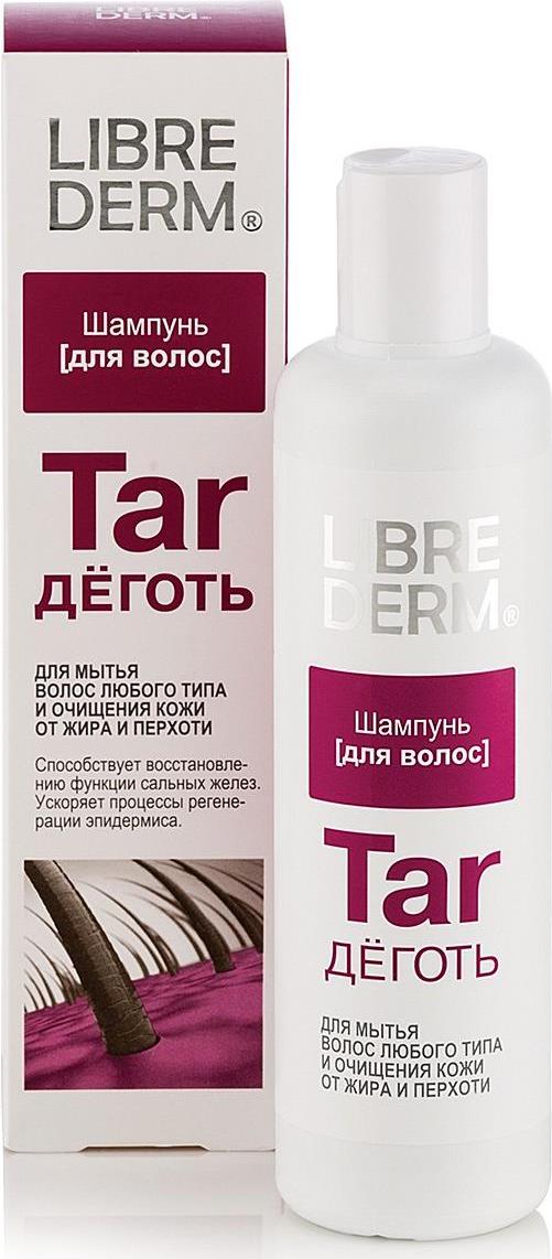 Librederm Шампунь Деготь 250 мл5645 Librederm Шампунь Деготь 250 мл5645Предназначен для мытья волос любого типа и очищения кожи от жира и перхоти- Способствует восстановлению функции сальных желез - Ускоряет процесс регенерации эпидермиса- Не содержит искусственных отдушек, красителей и парабенов