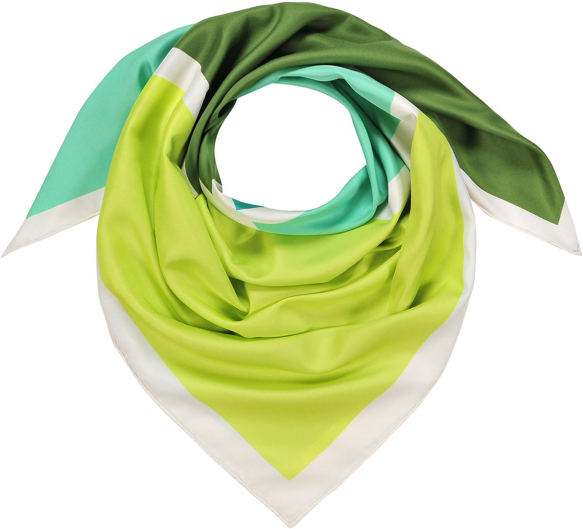 Платок женский Модные истории, цвет: зеленый, салатовый, белый. 23/0545/243. Размер 90 см х 90 см