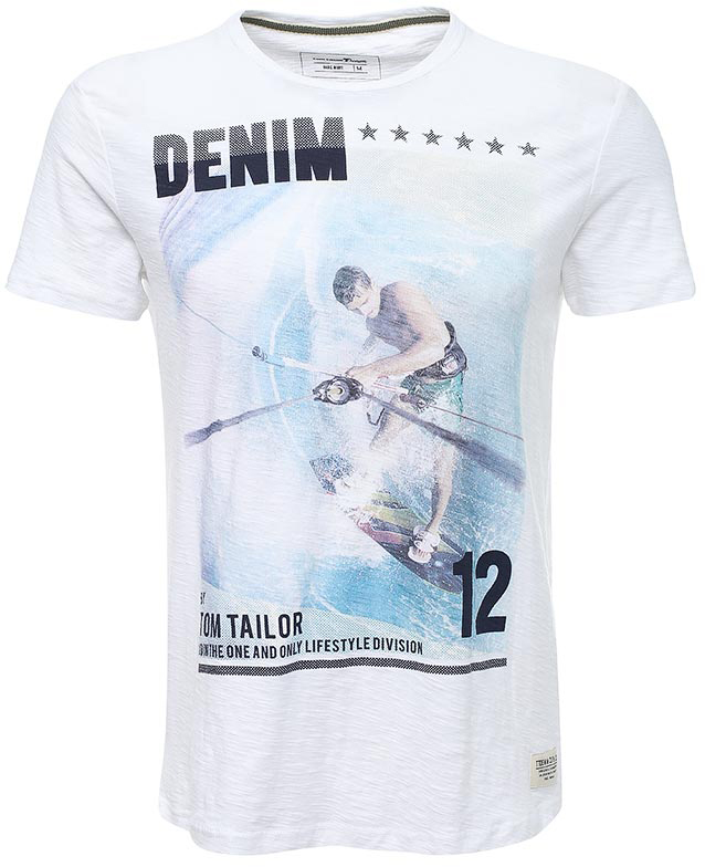 Футболка мужская Tom Tailor Denim, цвет: белый. 1037920.02.12_2000. Размер L (50)1037920.02.12_2000 Футболка мужская Tom Tailor Denim, цвет: белый. 1037920.02.12_2000. Размер L (50)1037920.02.12_2000Мужская футболка Tom Tailor выполнена из хлопка. Модель с круглым вырезом горловины и короткими стандартными рукавами. Спереди модель оформлена принтом.