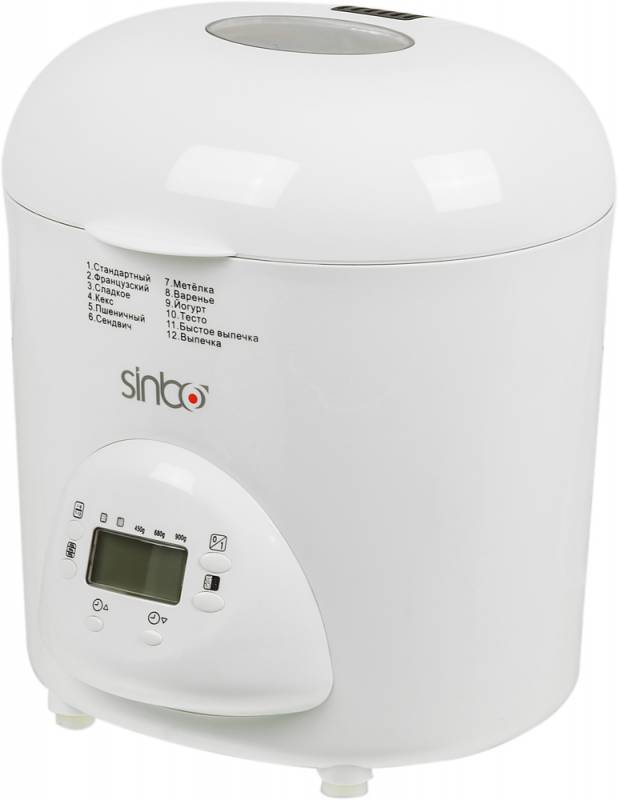 Sinbo SBM 4716 хлебопечьSBM 4716 Sinbo SBM 4716 хлебопечьSBM 4716Хотите каждый день наслаждаться вкусной и свежей выпечкой? Хлебопечь Sinbo SBM-4716 поможет вам в этом. С ее помощью удается выпекать хлеб дома с минимальными затратами сил.Sinbo SBM-4716 поддерживает максимальный вес выпечки 0,9 кг. Она приобретает привычную форму буханки. Можно выбрать цвет корочки с учетом ваших пожеланий.Можно использовать хлебопечь для приготовления варенья, сладкой выпечки, кексов, французского и пшеничного хлеба. Всего владельцам предоставляется 12 программ для выбора.Есть таймер отсрочки старта до 13 часов.На форму нанесено антипригарное покрытие.