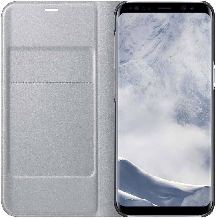 Samsung EF-NG950 LED-View чехол для Galaxy S8, SilverEF-NG950PSEGRU Samsung EF-NG950 LED-View чехол для Galaxy S8, SilverEF-NG950PSEGRUЧехол LED View Cover предназначен для флагмана от Samsung - Galaxy S8. Верхняя крышка флип-кейса оснащена чувствительным сенсором, который реагирует на открытие/закрытие и нажатие кнопки питания. На передней панели чехла отображается текущая информация экрана - время, процент заряда, пропущенные вызовы и смс. Очередная фишка чехла - возможность отвечать на звонки, не открывая его, - просто проведите пальцем по панели, как по экрану. Чехол плотно прилегает к смартфону и предохраняет модель от падений и попадания пыли.