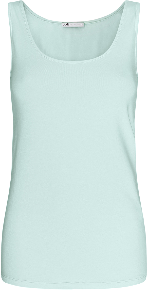 Майка женская oodji Collection, цвет: ментоловый. 24315001B/46147/6500N. Размер M (46)24315001B/46147/6500N Майка женская oodji Collection, цвет: ментоловый. 24315001B/46147/6500N. Размер M (46)24315001B/46147/6500NМайка oodji Collection выполнена из хлопка с добавлением эластана, который обладает свойством эластичности. Модель без рукавов и круглым вырезом горловины дополнена прострочкой.