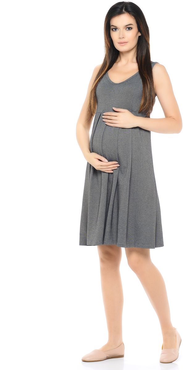 Сарафан для беременных 40 недель, цвет: серый. 300306. Размер 48