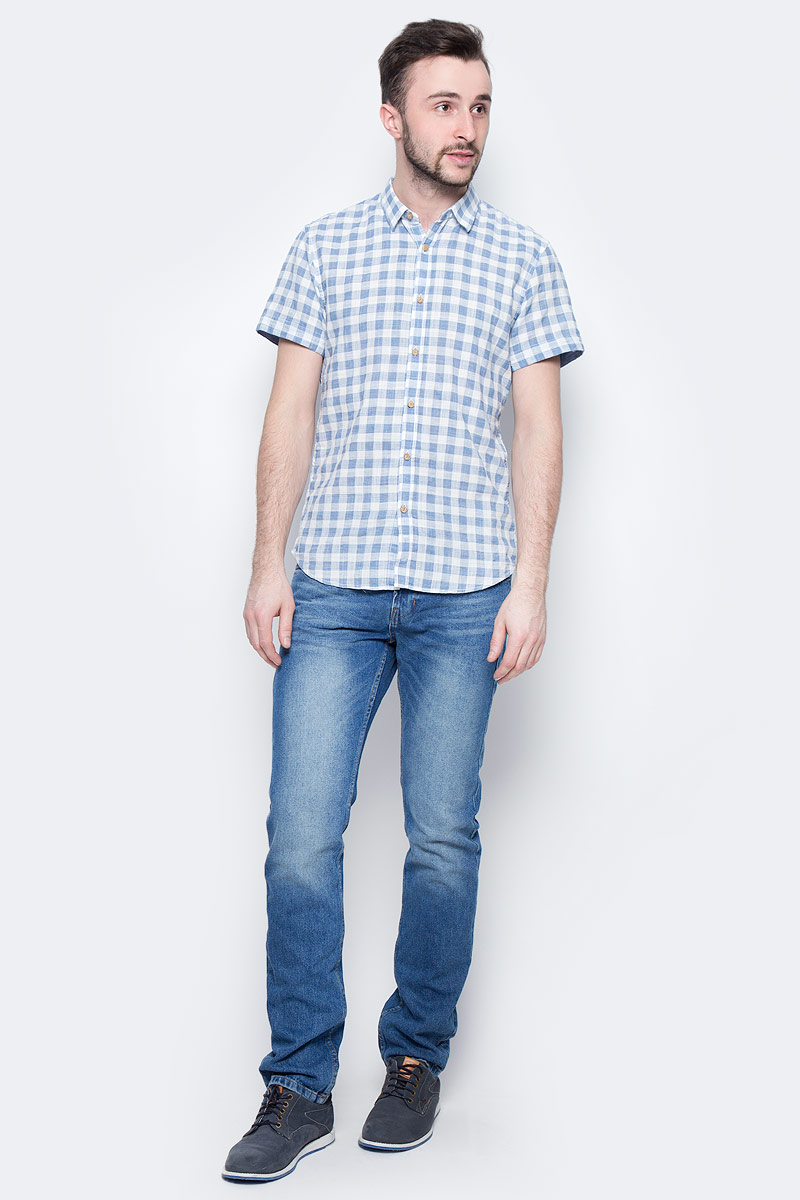Рубашка мужская Tom Tailor Denim, цвет: голубой, белый, светло-серый. 2033793.00.12_6695. Размер L (50)2033793.00.12_6695 Рубашка мужская Tom Tailor Denim, цвет: голубой, белый, светло-серый. 2033793.00.12_6695. Размер L (50)2033793.00.12_6695Мужская рубашка Tom Tailor Denim поможет создать отличный современный образ. Модель изготовлена из хлопка. Рубашка скороткими рукавами и отложным воротником застегивается по все длине на пуговицы. Оформлено изделие принтом в клетку. Такая рубашка станет стильным дополнением к вашему гардеробу, она подарит вам комфорт в течение всего дня!