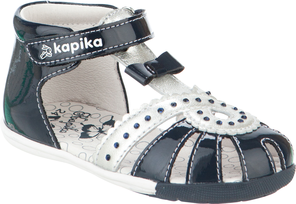 Сандалии для девочки Kapika, цвет: темно-синий, серебристый. 31274ок-1. Размер 24