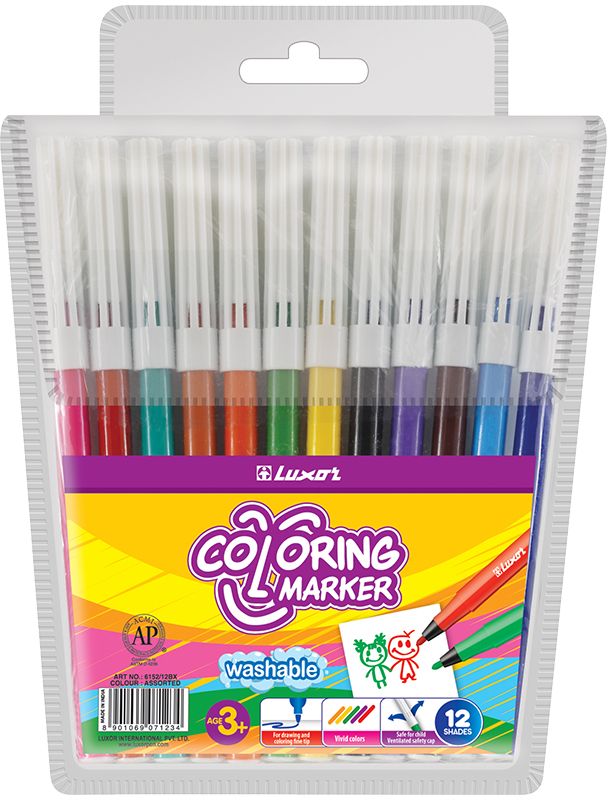 Luxor Набор фломастеров Coloring 12 цветов6101/12 WT Luxor Набор фломастеров Coloring 12 цветов6101/12 WTЯркий и практичный набор фломастеров Luxor Coloringс продуманной палитрой цветов, непременно понравится вашему юному художнику. Нетоксичные смываемые фломастеры имеют вентилируемый колпачок. Корпус из пластика предохраняет чернила от преждевременного высыхания, гарантирует длительный срок службы.Набор содержит 12 фломастеров различных цветов.