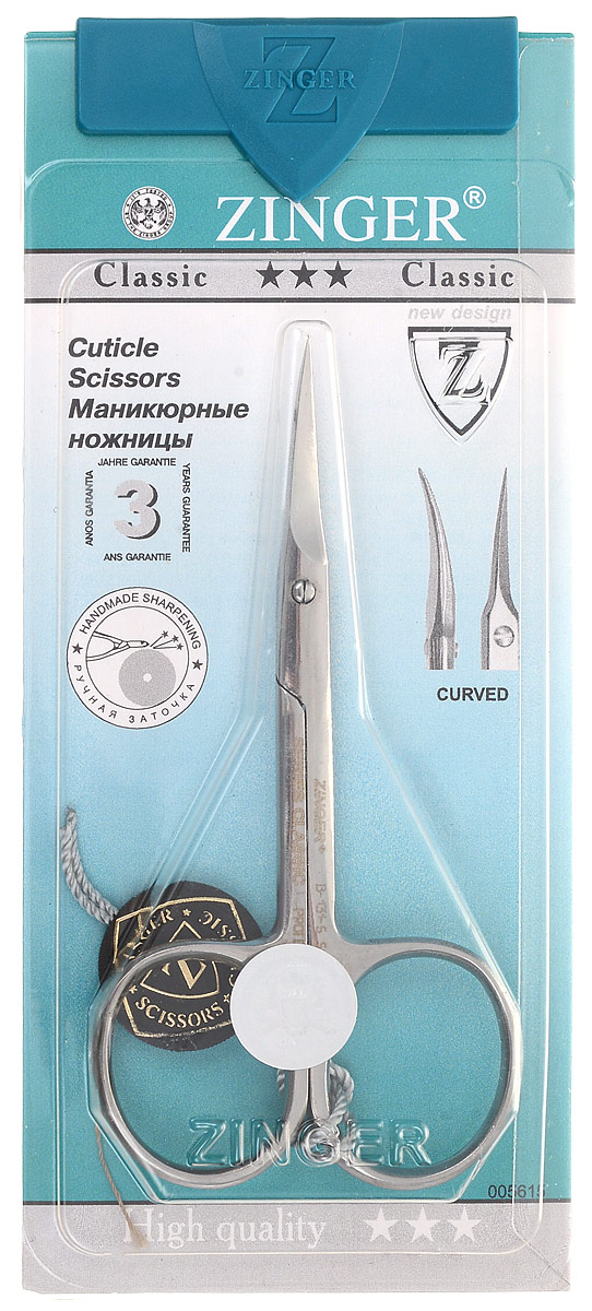 Zinger Ножницы маникюрные zo-B-131-S-SH-Salon53652 Zinger Ножницы маникюрные zo-B-131-S-SH-Salon53652Ножницы для маникюра для салонного ухода в домашних условиях.Ножницы профессионально заточены и имеют острый кончик. Лезвия плотно сходятся, работают мягко и свободно, позволяют легко и качественно обработать ногти. Аккуратная эргономичная форма ножниц, высокое качество стали и анатомический дизайн ручек доставляют удовольствие в работе. Цвет - глянцевое серебро.