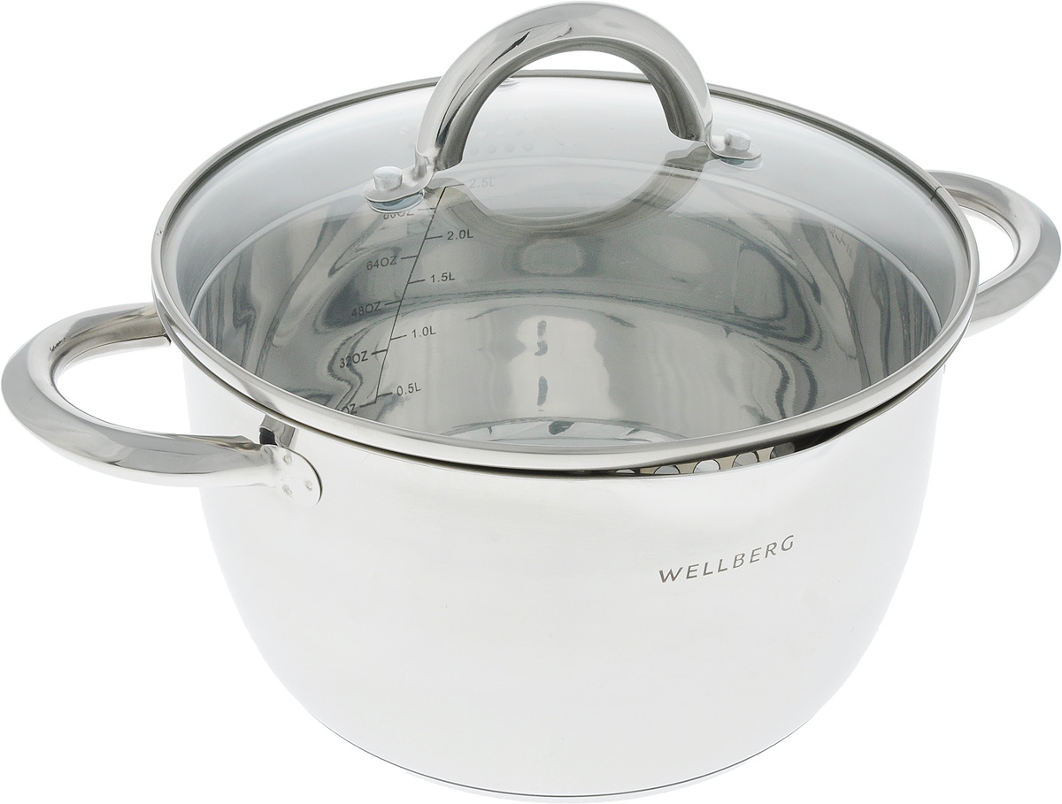 Кастрюля Wellberg Crafty, с крышкой, 3,2 л. 1923WB/41923WB/4 Кастрюля Wellberg Crafty, с крышкой, 3,2 л. 1923WB/41923WB/4Кастрюля Wellberg Crafty изготовлена из высококачественной нержавеющейстали 18/10. Глянцевая полировка придает кастрюле безупречный внешний вид.Идеально ровная внутренняя поверхность значительно облегчает мытье.Энергосберегающее пятислойное капсульное алюминиевое дно быстро иравномерно распределяет тепло. Внутренние стенки имеют отметки литража.Изогнутые края кастрюли и отверстия в крышке обеспечивают аккуратное и болееудобное выливание жидкости. Крышка изготовлена из термостойкого стекла, оснащена металлическимободом, ручкой и отверстием для выпуска пара.Подходит для всех типов плит: газовых, электрических, стеклокерамических,галогенных, индукционных. Можно использовать в духовом шкафу и мыть впосудомоечной машине. Не предназначена для СВЧ-печей.Диаметр (по верхнему краю): 21 см.Высота стенки кастрюли: 12 см.