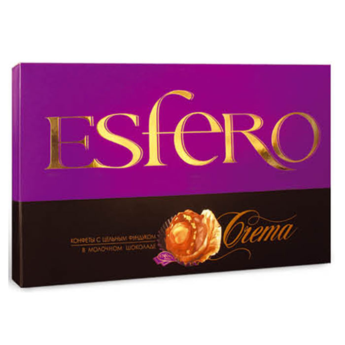 Konti Esfero Сrema шоколадные конфеты с цельным фундуком, 210 г4600495537980 Konti Esfero Сrema шоколадные конфеты с цельным фундуком, 210 г4600495537980Роскошные шоколадные конфеты с цельным фундуком и восхитительным сочетанием черного шоколада, молочно-шоколадной глазури и хрустящих кусочков дробленого фундука.
