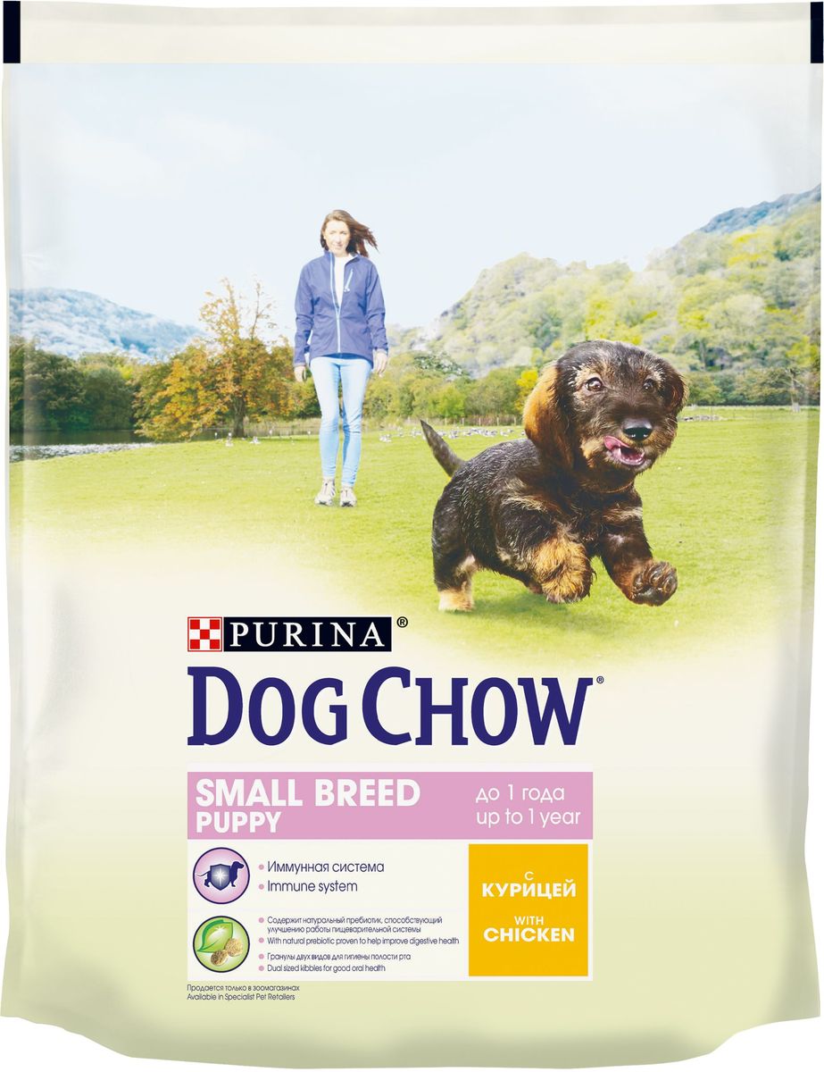 Корм сухой Dog Chow Puppy, для щенков мелких пород, с курицей, 800 г63026 Корм сухой Dog Chow Puppy, для щенков мелких пород, с курицей, 800 г63026Корм сухой Dog Chow Puppy - полнорационное питание для щенков, с курицей. Корм для щенков содержит витамин Е, который в качестве антиоксиданта участвует в борьбе со свободными радикалами и укрепляет естественную защиту организма. Содержит натуральный пребиотик, улучшающий работу пищеварительной системы. Цикорий - источник натурального пребиотика, который, как показали исследования, способствует росту численности полезных кишечных бактерий и нормализации деятельности пищеварительной системы. Через 30 дней питания кормом Dog Chow количество бифидобактерий может возрастать в 100 раз, помогая вашей собаке сохранять хорошее пищеварение. Гранулы двух видов помогают щенку научиться пережевывать пищу, что способствует формированию правильного пищевого поведения, обеспечивает достаточное потребление калорий и гигиену ротовой полости с первых дней жизни. Содержит омега-3 жирную кислоту, необходимую для развития головного мозга и зрительного аппарата.Товар сертифицирован.