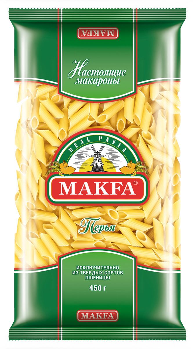 Makfa перья любительские, 450 г218-4 Makfa перья любительские, 450 г218-4Натуральный продукт, приготовленный по классической рецептуре макаронного теста: пшеничная мука высокого качества и чистейшая вода. Благодаря пшенице твердых сортов макароны Makfa прекрасно сохраняют форму и вкусовые свойства при варке. Разнообразие размеров, форм и форматов – это кулинарный простор для искушенных гурманов и затейливых хозяек.