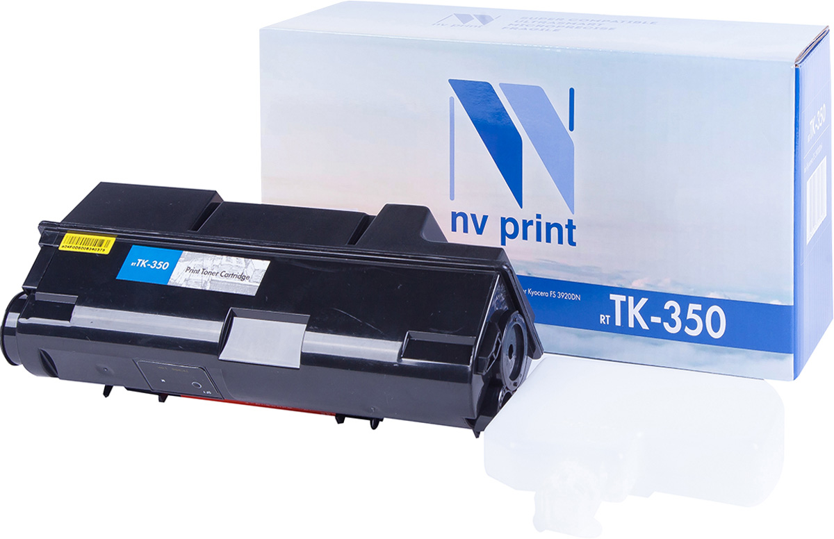 NV Print TK-350, Black тонер-картридж для Kyocera FS-3920DN/3040/3140MFP/3040MFP+/ 3140MFP+/3540MFP/3640MFPTK-350 NV Print TK-350, Black тонер-картридж для Kyocera FS-3920DN/3040/3140MFP/3040MFP+/ 3140MFP+/3540MFP/3640MFPTK-350Совместимый лазерный картридж NV Print для печатающих устройств Kyocera - это альтернатива приобретению оригинальных расходных материалов. При этом качество печати остается высоким. Картридж обеспечивает повышенную чёткость чёрного текста и плавность переходов оттенков серого цвета и полутонов, позволяет отображать мельчайшие детали изображения.Лазерные принтеры, копировальные аппараты и МФУ являются более выгодными в печати, чем струйные устройства, так как лазерных картриджей хватает на значительно большее количество отпечатков, чем обычных. Для печати в данном случае используются не чернила, а тонер.