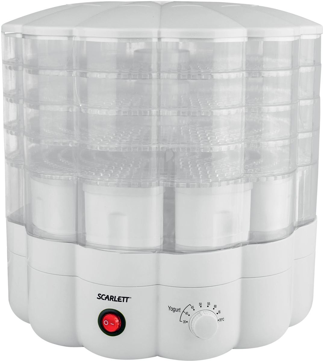 Scarlett SC-FD421001, White сушилка для продуктовSC-FD421001 Scarlett SC-FD421001, White сушилка для продуктовSC-FD421001Электросушилка Scarlett SC-FD421004 предназначена для сушки овощей, фруктов, грибов, трав и ягод в домашних условиях. Имеет 5 прозрачных поддонов, максимальная загрузка 1 поддона - 0,8 кг.Оригинальный дизайн, механическоеуправление, встроенный вентилятор.Набор для приготовления йогурта в комплекте:9 пластиковых емкостей по 120мл, и книга рецептов разнообразят вашу привычную кухню.
