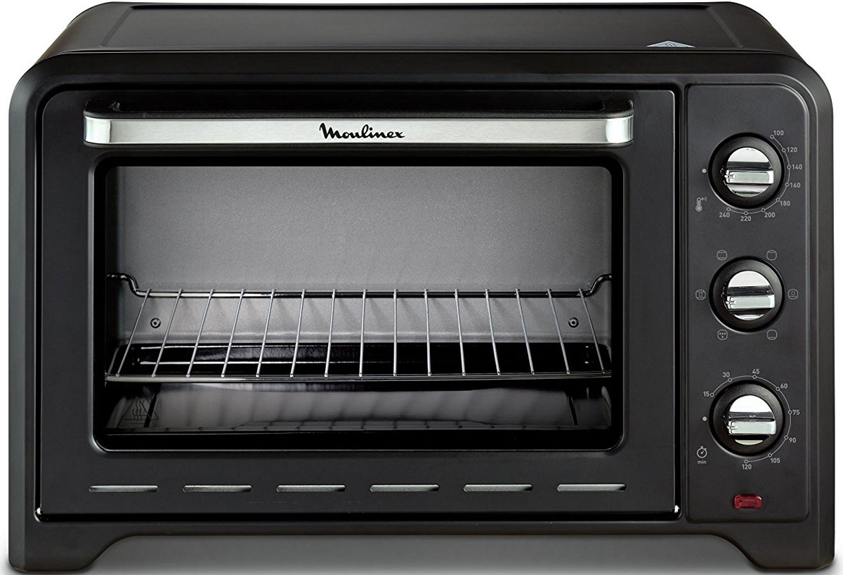 Moulinex OX464810 мини-печьOX464810 Moulinex OX464810 мини-печьOX464810Электрическая мини-печь Moulinex OX464810 несмотря на свой компактный размер отличается хорошей вместимостью - 33 л и высокой производительностью. Она имеет красивый дизайн, а благодаря своему небольшому габариту прекрасно разместиться даже на самой маленькой кухоньке.Простое и доступное каждому механическое управление обеспечивают имеющиеся поворотные переключатели и регулируемый термостат. Встроенный таймер на 120 минут с автоматическим выключением известит вас об окончании приготовления звуковым сигналом. Конвекционный режим даст возможность без труда получать идеально пропеченную выпечку, так как создает оптимальные условия, при которых горячий воздух окутывает блюдо со всех сторон, сокращая время готовки и сохраняя пользу компонентов.
