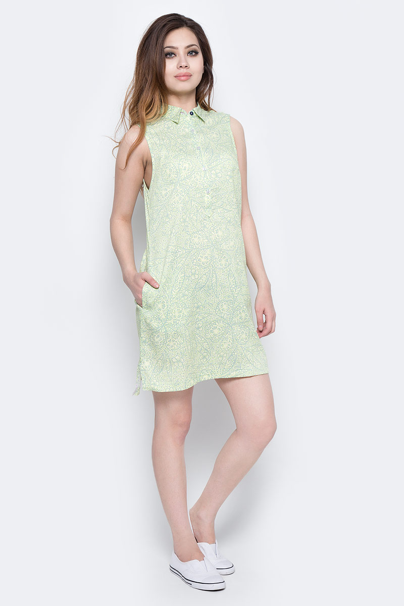 Платье Columbia Harborside Woven Sleeveless Dress, цвет: розовый, зеленый. 1709571-585. Размер S (44)1709571-585 Платье Columbia Harborside Woven Sleeveless Dress, цвет: розовый, зеленый. 1709571-585. Размер S (44)1709571-585Элегантное платье Columbia Harborside Woven Sleeveless Dress выполнено из полиэстера и хлопка с добавлением эластана. Модель приталенного кроя с отложным воротником застегивается на пластиковые пуговицы. По бокам изделие дополнено небольшими разрезами.
