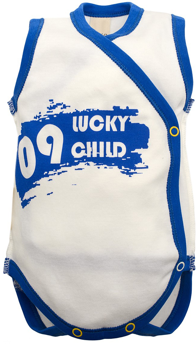 Боди для мальчика Lucky Child Летний марафон, цвет: белый, голубой. 19-29. Размер 74/80