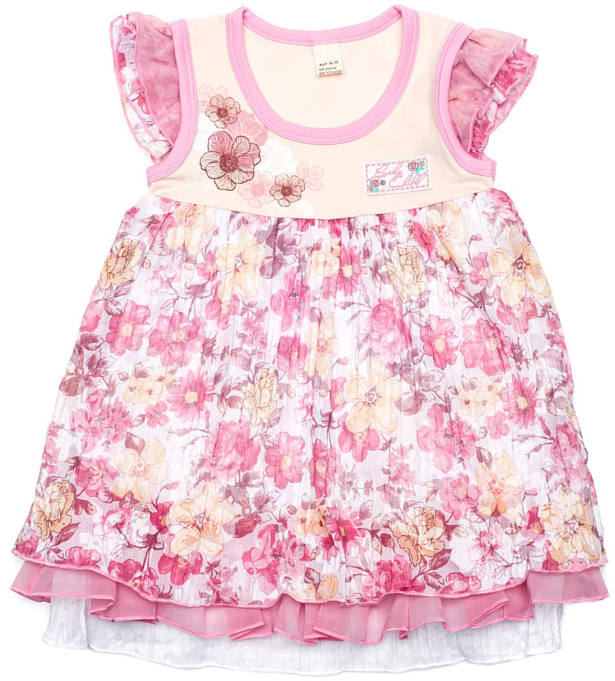 Платье для девочки Lucky Child We love you, цвет: розовый. 50-65. Размер 122/128