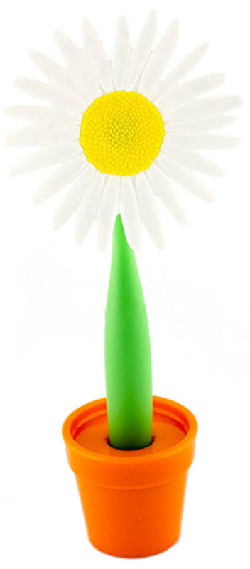 Эврика Ручка шариковая Цветок Астра на подставке цвет белый