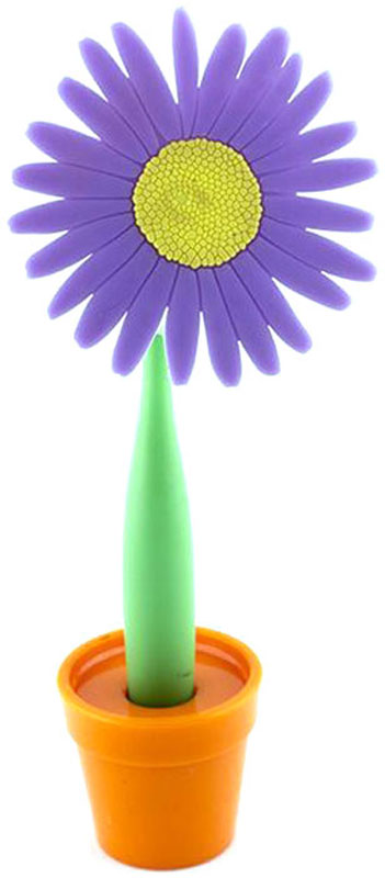 Эврика Ручка шариковая Цветок Астра на подставке цвет фиолетовый