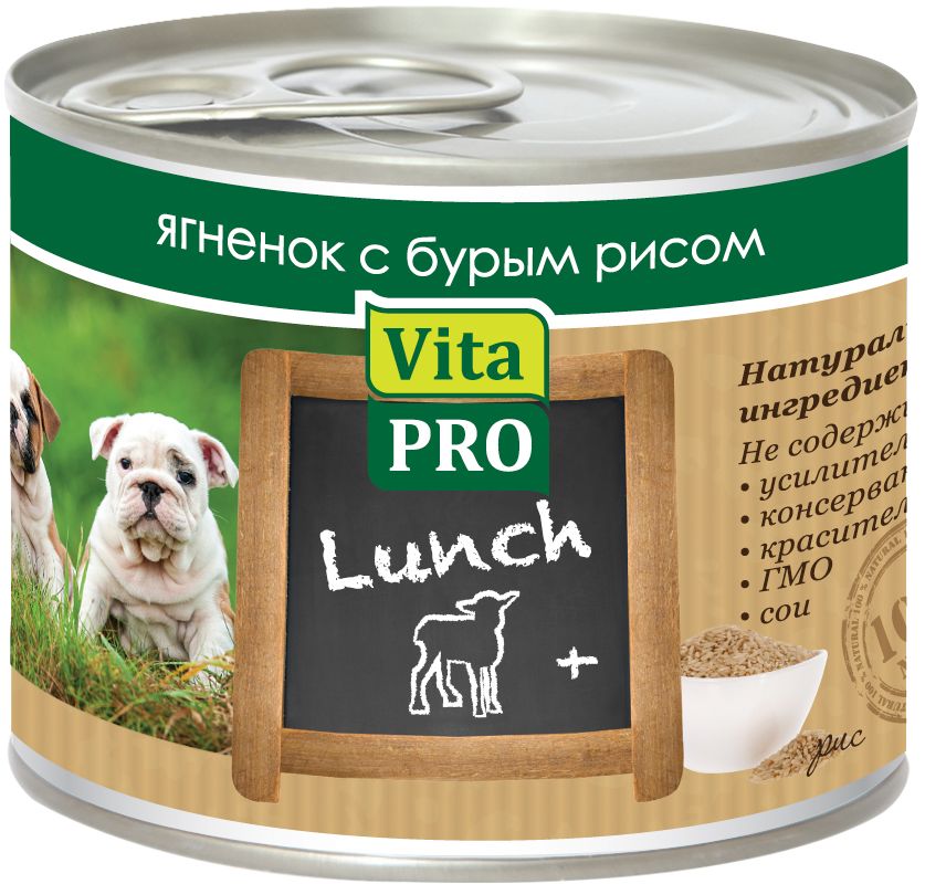 Консервы для щенков Vita Pro Lunch, с ягненком и рисом, 200 г90053 Консервы для щенков Vita Pro Lunch, с ягненком и рисом, 200 г90053Корм, сочетающий высококачественное мясо с овощными и злаковыми добавками и обеспечивающий полноценный ежедневный рацион. С добавлением кальция для растущего организма. Без консервантов, красителей, усилителей вкуса. Состав: 67% ягненок, 3% бурый рис, 28,9% бульон, 1% минералы, 0,1% сафлоровое масло. Товар сертифицирован.