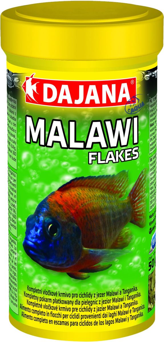 Корм для рыб Dajana Malawi Flakes, для цихлид озер Малави и Танганьика, 250 млDP015B0 Корм для рыб Dajana Malawi Flakes, для цихлид озер Малави и Танганьика, 250 млDP015B0Полнорационный хлопьевидный корм для семейства Сichlid Malawi. Содержит питательно важные компоненты, полученные из насекомых и натуральный иммуностимулятор бета-глюкан. Содержит специально сбалансированную смесь из водорослей, спирулина, ламинария, хлорелла для поддержания жизненных сил и улучшения пищеварения.Состав: мука пшеничная, пивные дрожжи, спирулина, морские водоросли, шпинат, горох, хлорелла, чеснок, масло лосося; рыба и рыбные продукты, мука из насекомых.