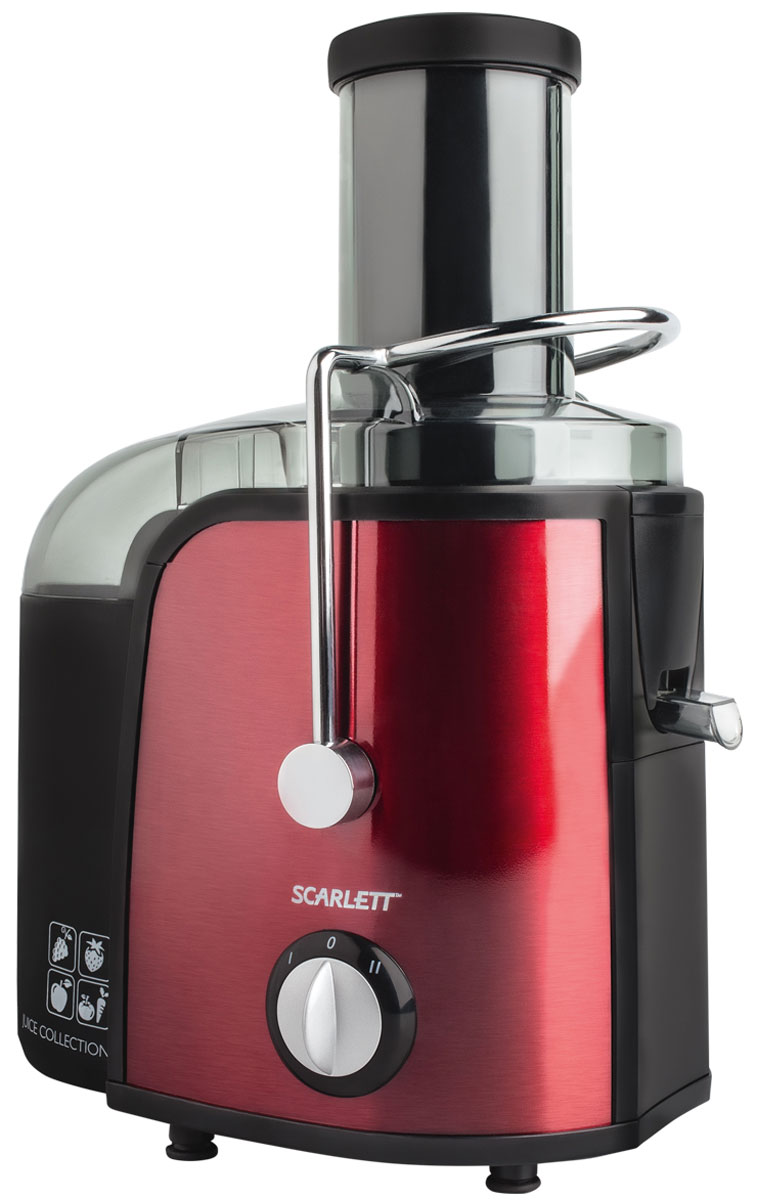Scarlett SC-JE50S20, Red соковыжималкаSC-JE50S20 Scarlett SC-JE50S20, Red соковыжималкаSC-JE50S20Соковыжималка Scarlett SC-JE50S20 - это отличный вариант для приготовления свежевыжатого сока каждый день. Она предназначена для отжима сока из любых овощей и фруктов. Модель оснащена удобной загрузочной горловиной диаметром 75 мм с возможностью отжимать сок из целых плодов, не очищая и не разрезая их на части. Две скорости работы предназначены для мягких и более твердых плодов. Прочный и долговечный фильтр из нержавеющей стали не дает мякоти попадать в сок. Прорезиненные ножки повышают устойчивость во время работы, а также снижают вибрацию и шум.Стакан для сока с пеносепаратором 1 лАвтоматическая блокировка